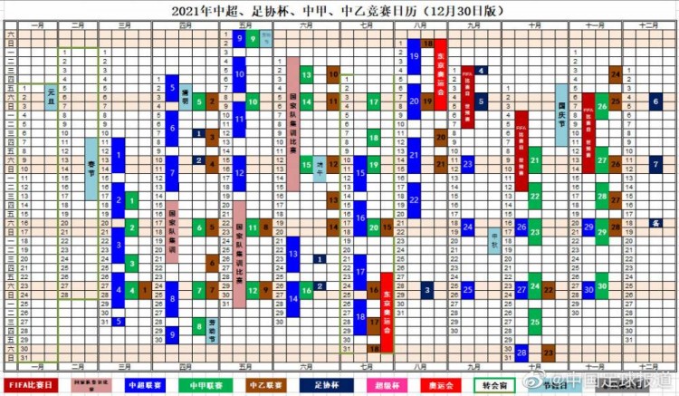 2021中国足球赛历初版：中超将于3月11日开战 冬窗1月1号开始-第1张图片-足球直播_足球免费在线高清直播_足球视频在线观看无插件-24直播网